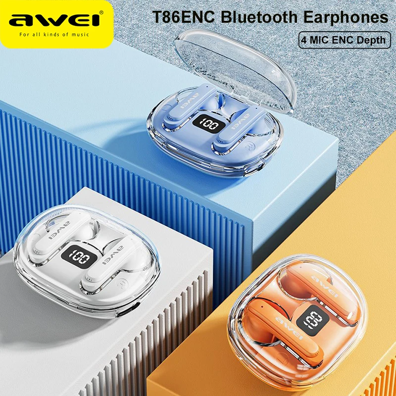 Awei T86 ENC ノイズキャンセリングイヤホンワイヤレス Bluetooth
