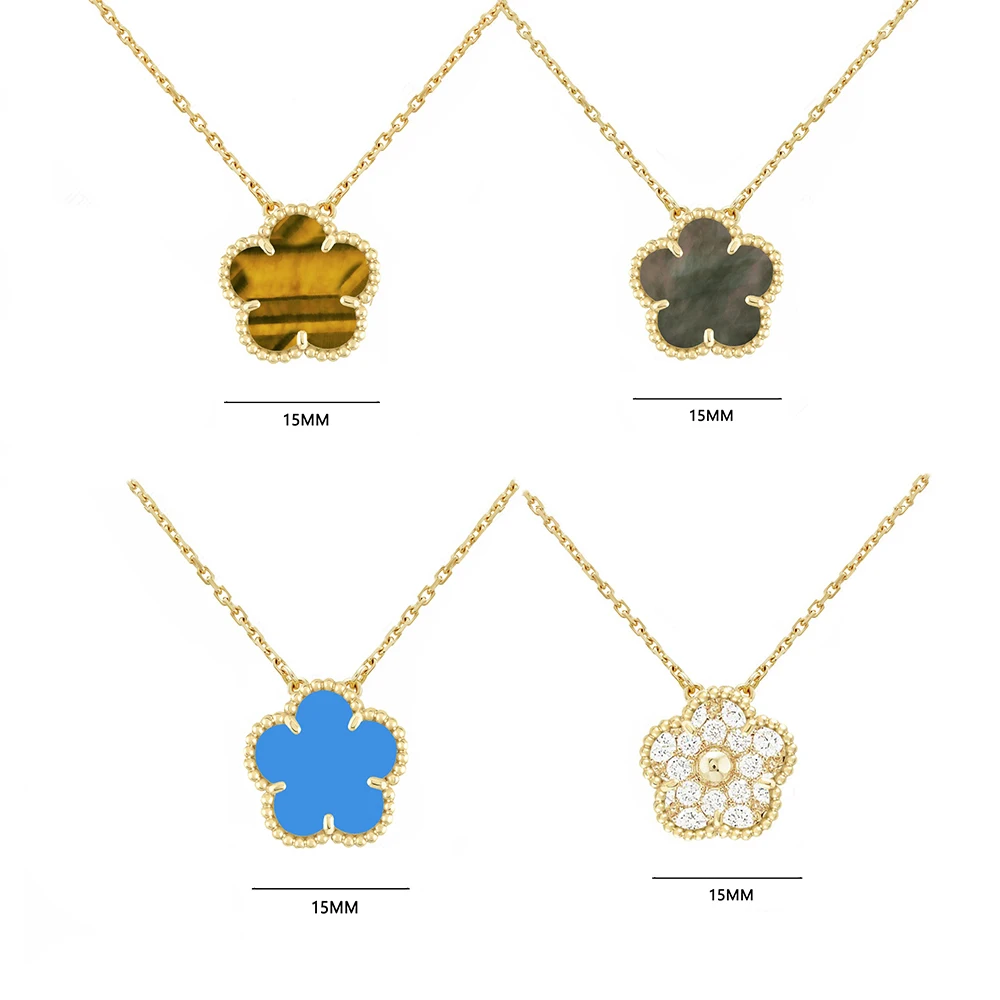 

2023 Hot sale luxury brand 925 Silver Gold Plating Lucky Necklace For Women classic fashion flower Pendant Fine Jewelry