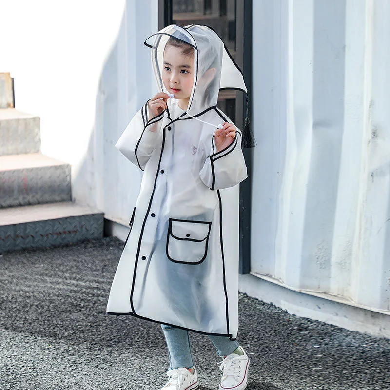 

Kids Raincoat Cartoon Cute Rainwear Household Goods Children's Waterproof Poncho Transparent Travel Rain Coat EVA rain jacket