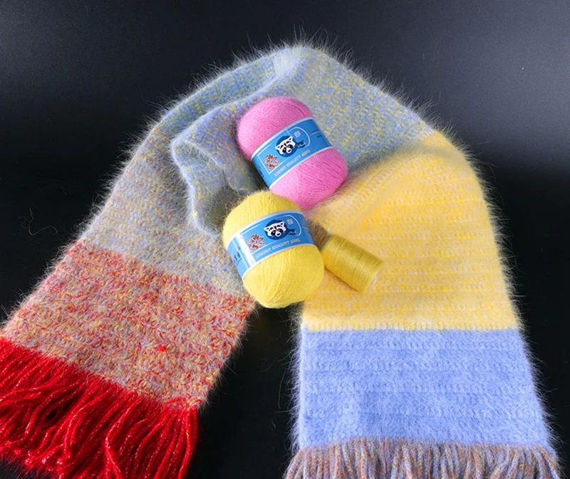 2Pcs/Set 50+20g/set Long Plush Mink Cashmere Yarn High Quality Hand-Knitting Thread For Cardigan Scarf  Sweater Knitting Yarn 5