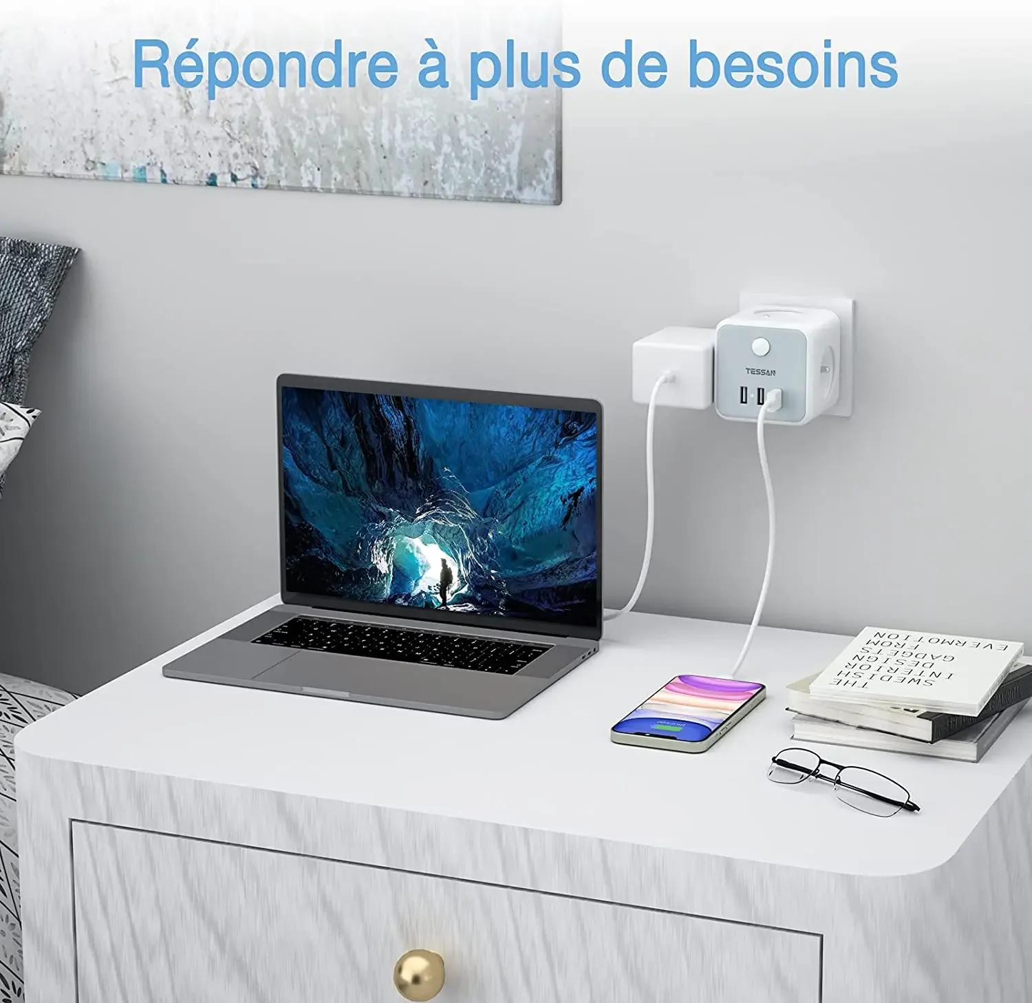TESSAN Multi USB Socket Extender 3 French Outlets 3 USB Ports Electrical Wall Socket Adapter For Home plug adapter,electrical socket,power socket,power plug adapter,wall socket extender
