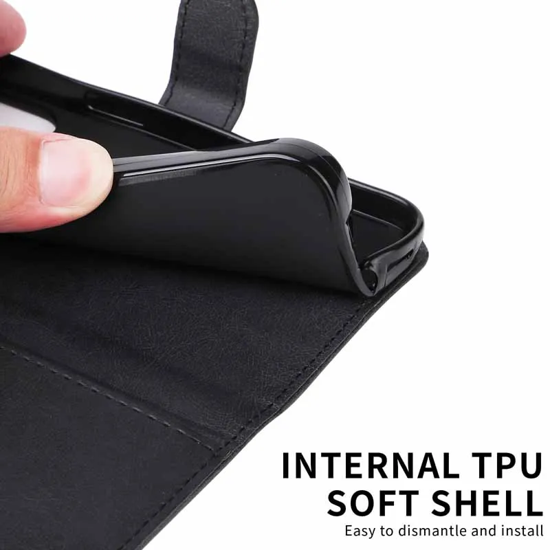 Elegant Leather Flip Wallet Case with Card Holder and Book Style Design