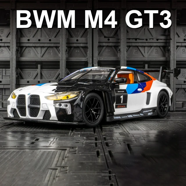 1:24 BMW M4 GT3 Alloy Sports Car Model Diecast Metal Toy Car Vehicles Model Simulation Sound and Light Collection Childrens Gift - M4 GT3 White