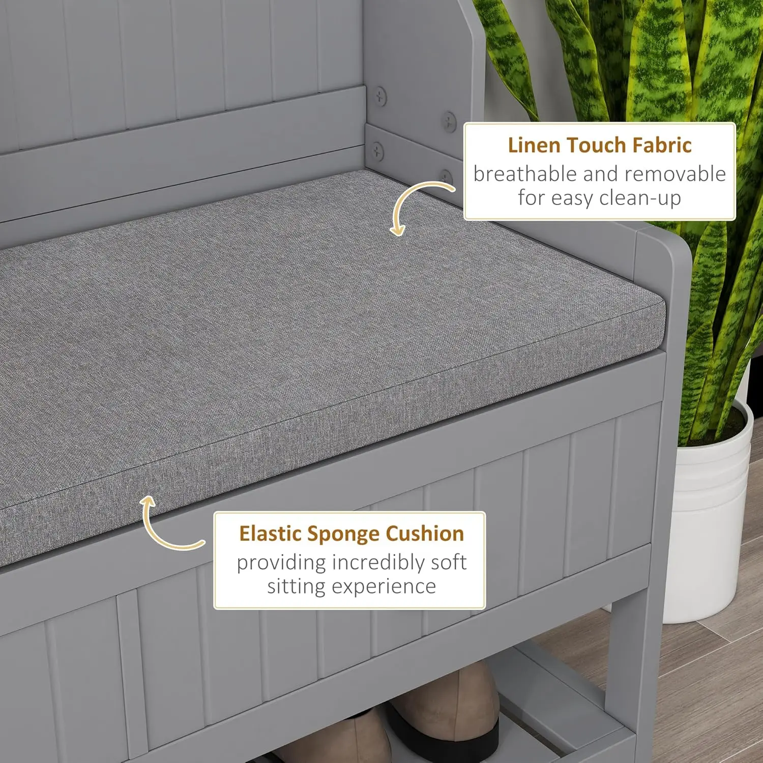 3-in-1 Hall Tree with Bench 6