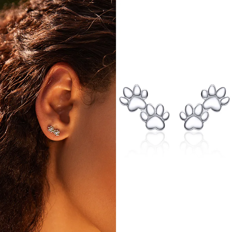 pandora earrings WOSTU Real 100% 925 Sterling Silver Lovely Cat Pet Stud Earrings For Women S925 Silver Earring Fashion Jewelry Gift FIE073 wedding earrings Fine Earrings