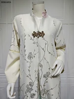 Siskakia Muslim Dubai Fashion Floral Jacquard Gradient Color Elegant Long Dress Moroccan Arab Kaftan Islam Clothing Saudi Abayas 6