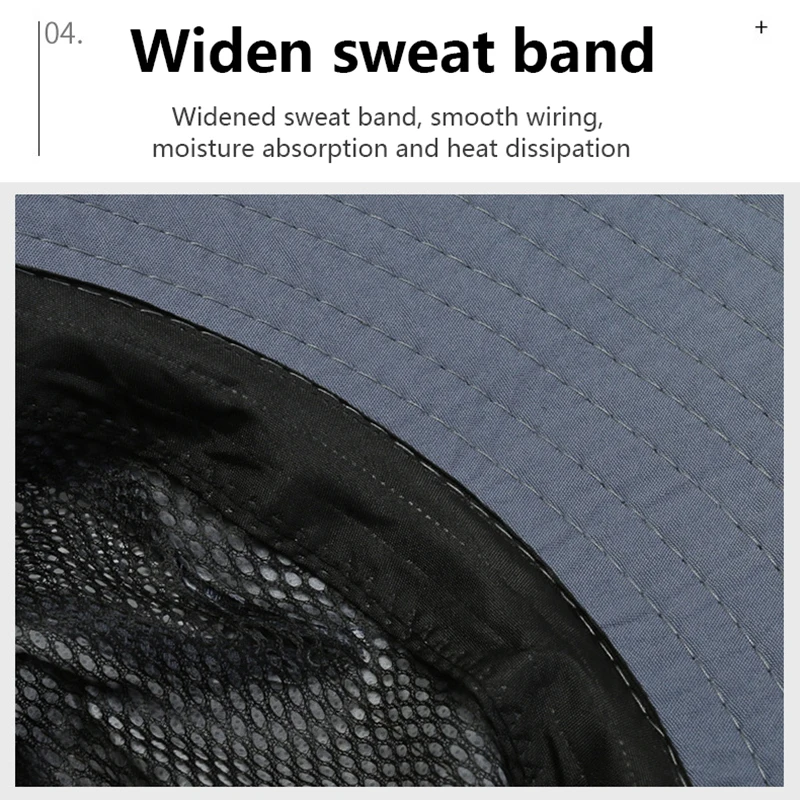 Wind dichte Männer Outdoor-Hut breite Krempe flache Spitze Männer Camping Hut Brief druck Anti-UV-Riemen aushöhlen Männer Fischer Hut Kopf bedeckung – Detail 12