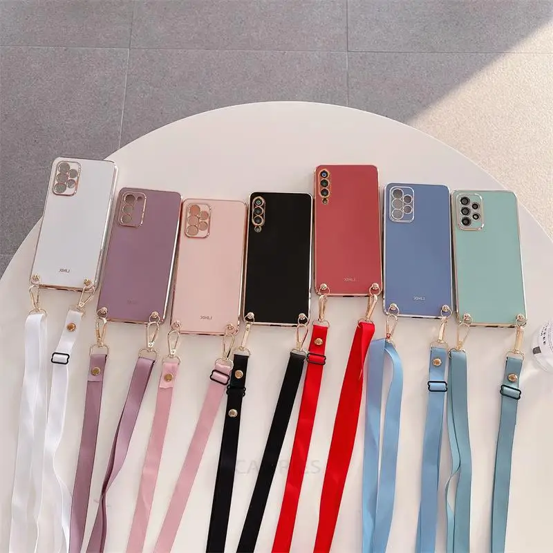 A50S A30S Crossbody La Cassa Laccio Per Samsung Galaxy A50 A70 2019 A03 Core A7 2018 A30 A03S Cavo Di Placcatura Della Copertura Del Silicone Di Un 70