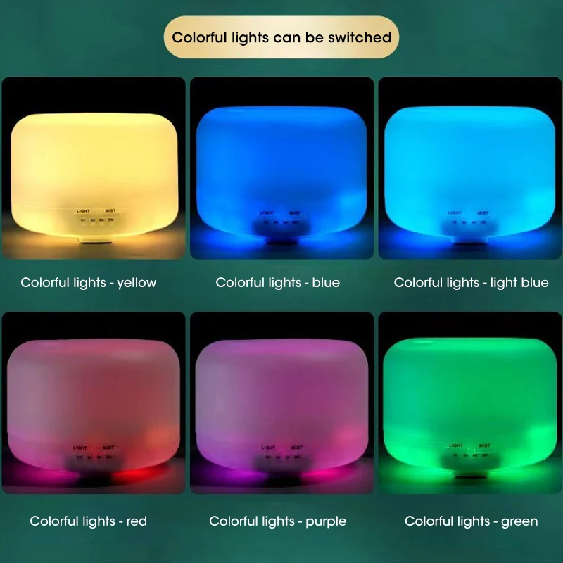 White 500ML Air Humidifier Colorful Night Light 6H Timing Essential Oil Aroma Diffuser USB Humidifier