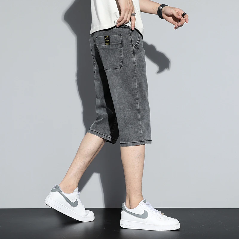 Trendy Summer Thin Denim Short Jeans For Men's Korean Slim Fit Leggings Trendy Men 7 Point Pants High Quality Brand New Shorts 3