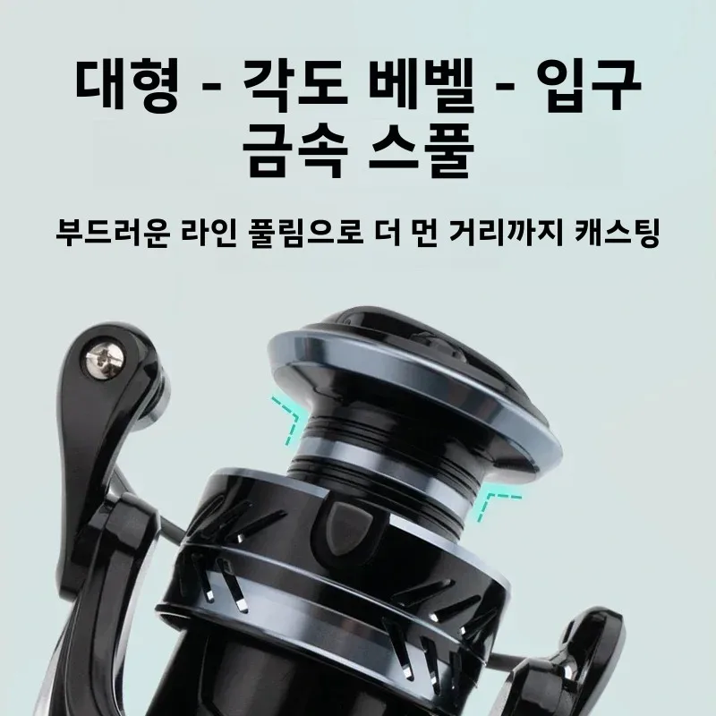 Huidiao 고강도 낚시릴 2000-7000 올메탈 풋/스풀/핸들 다용도 스피닝릴 12kg 최대 드랙력 모든 수역용