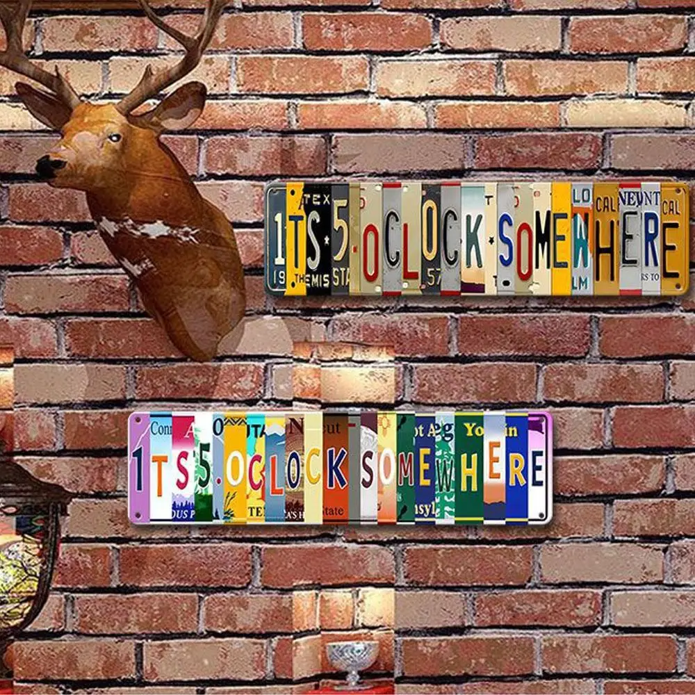 

Уникальные металлические настенные декоративные знаки, не ржавеют и не выцветают, прочный знак на пять часов в определенном месте, внешний декор для бара