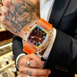 Men's High - End Transparent Quartz Rainbow Dial Watch - Trendy Waterproof Luxury Sports Timepiece (Other)