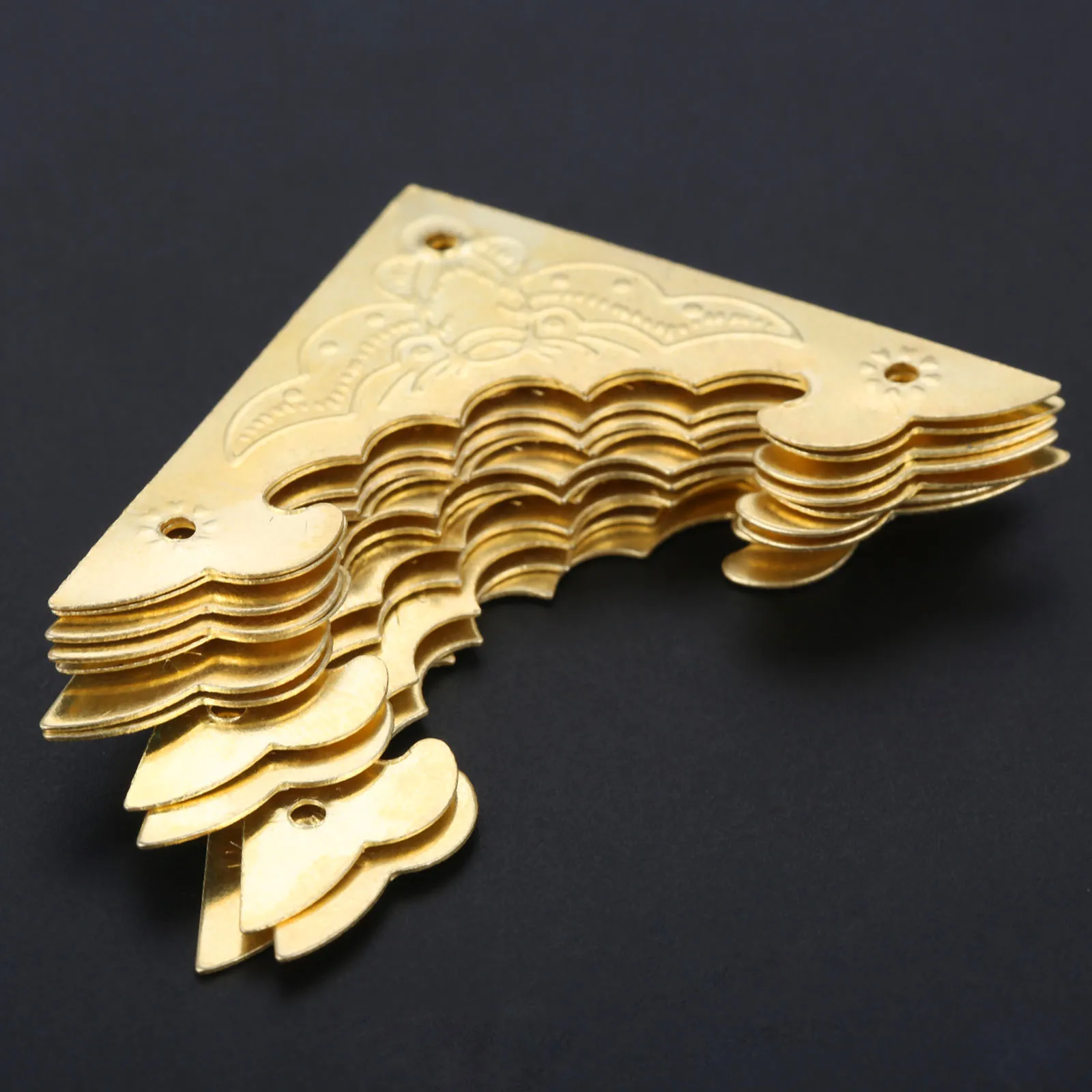 12Pcs Antique Gold Jewelry Box Corner Foot Wooden Case Furniture Decorative Metal Corner Protector Furniture Decor 40*40mm