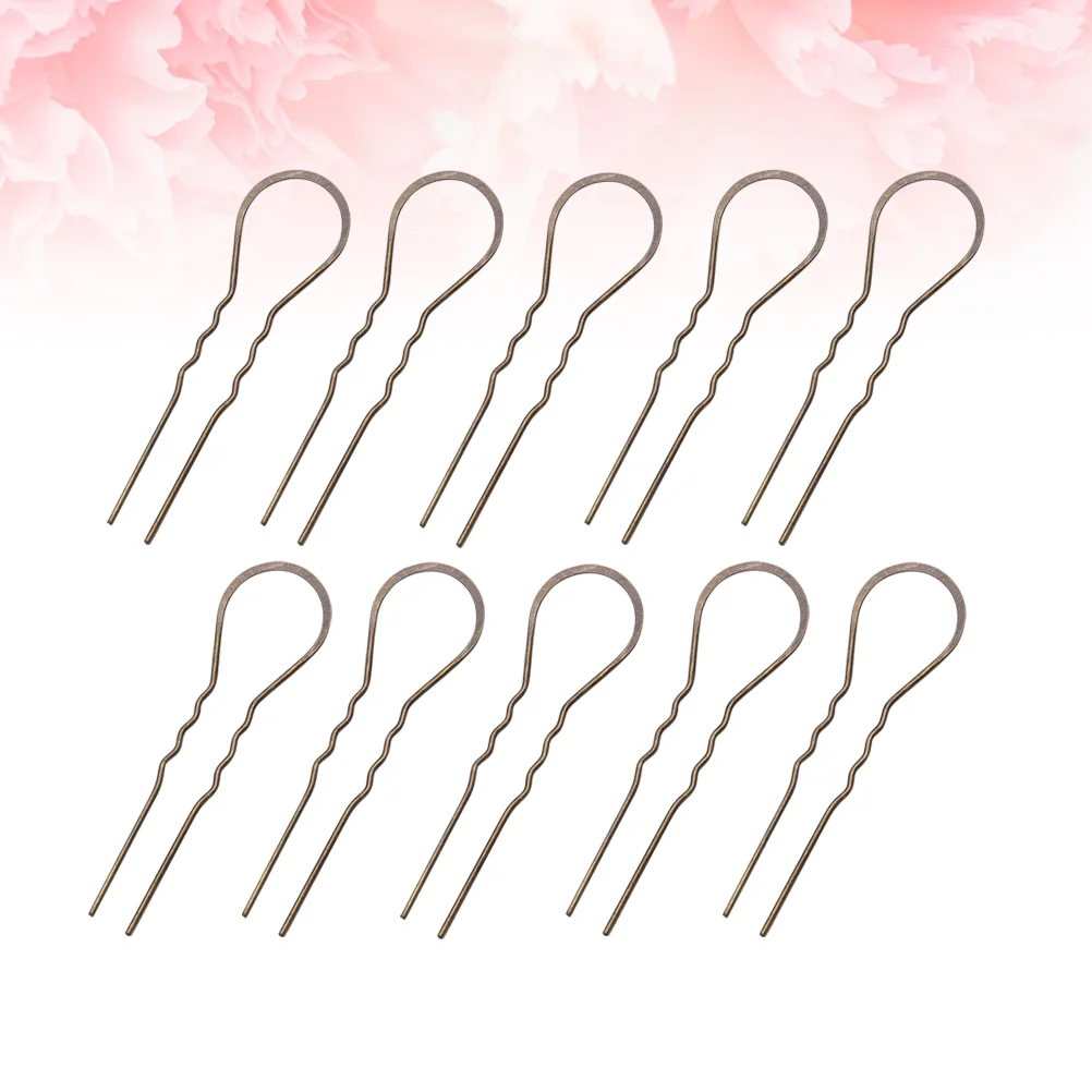 10pcs U Shaped Hairpins Wavy Hair Clips Alloy Bobby Pin Hair Stick for Women and Girls (Golden) U shaped hair pins 3