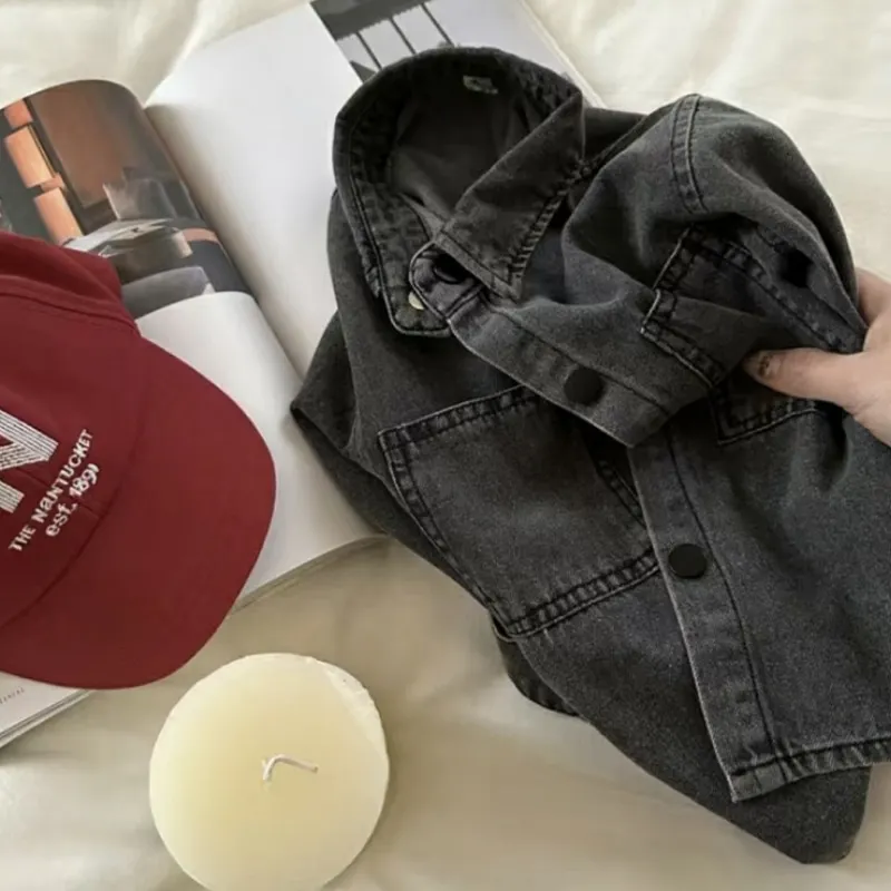 Fashion baby girl boy jean shirt jacket infant toddler kid denim blouses long sleeve spring autumn outfit baby clothes 1-10Y boys long sleeve shirts,girls long sleeve shirts