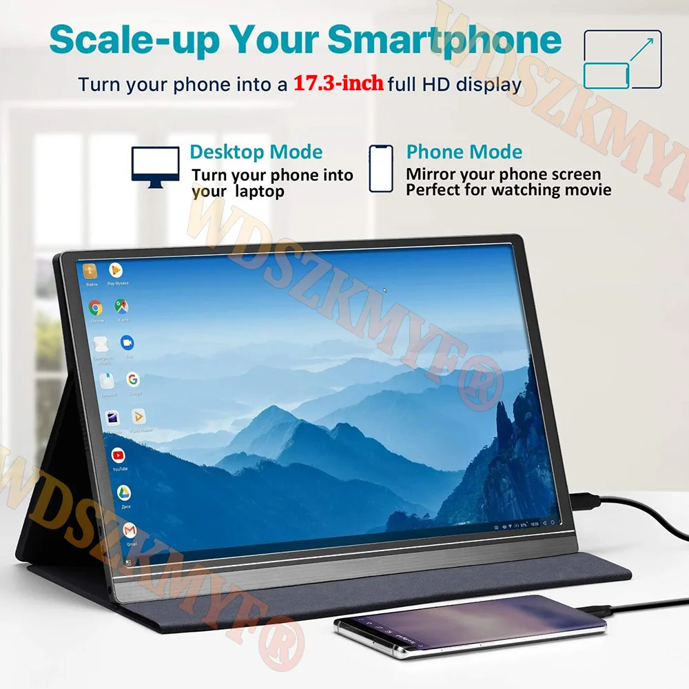 17.3" Portable Monitor With Case 60HZ Display Computer Monitor Extend Model USB-C MINI-HDMI For Laptop Xbox Switch PC Game