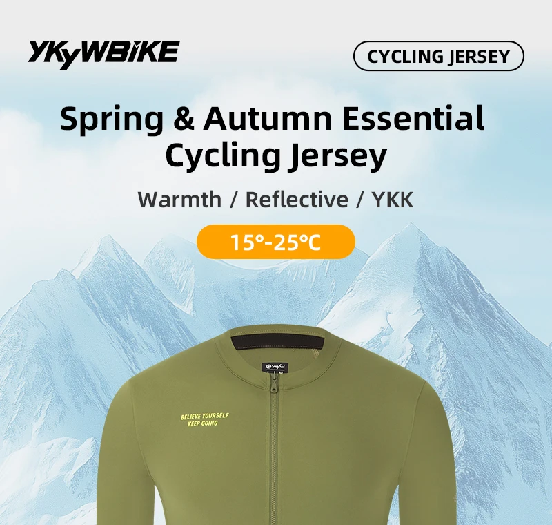 YKYWBIKE 2026 Herren-Radtrikot 15–25 ° C Langarm Pro Team Fahrradshirt Atmungsaktive Rennradbekleidung MTB Rennradtrikot – Detail 2