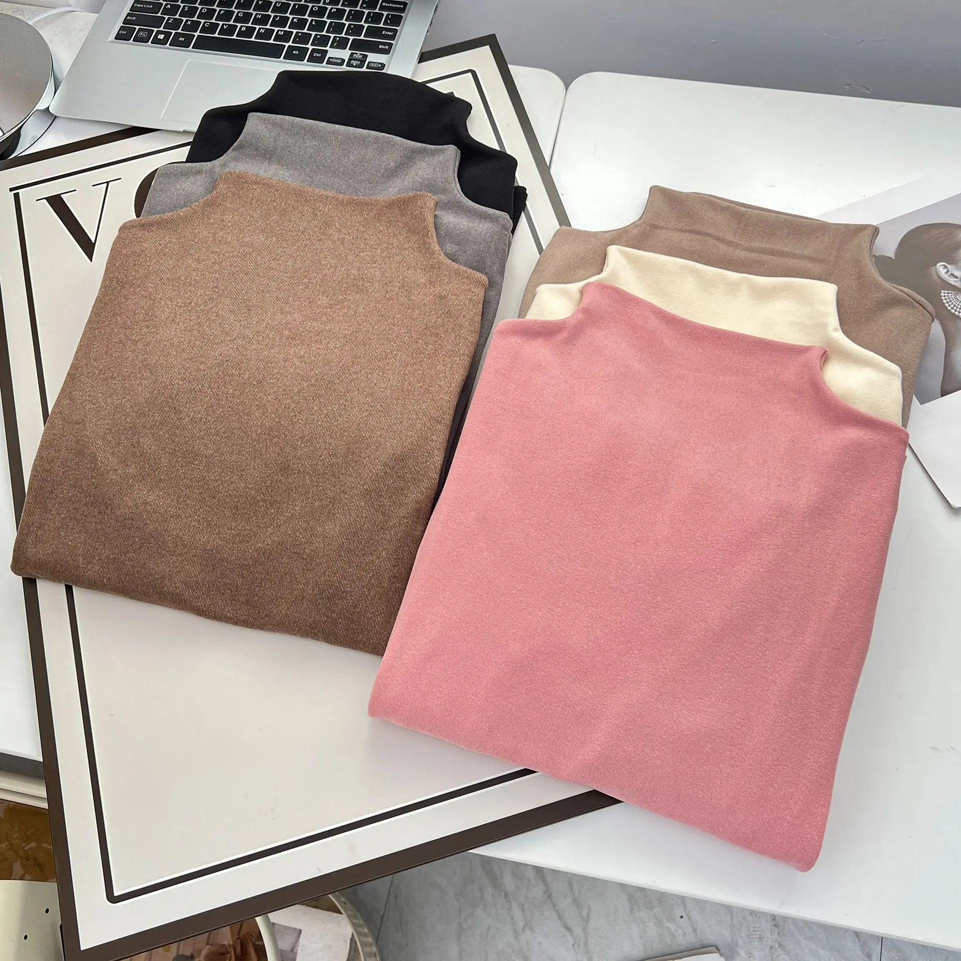 Solid Color Basic Tops for Women, Casual Basic Tops, Plus Size, Velvet Fabric, Warm T-Shirt, 100kg, Autumn and Winter