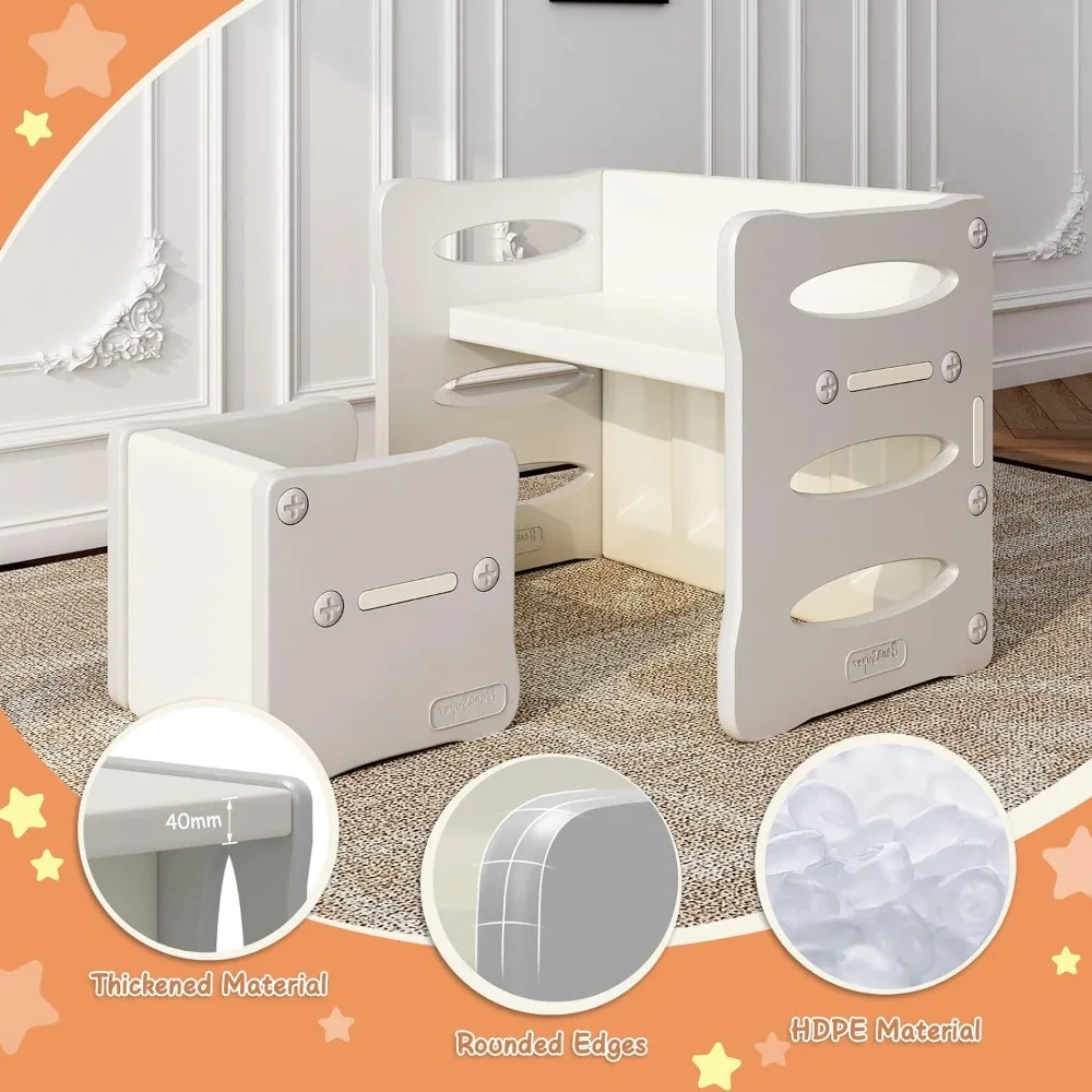 BanaSuper Kid's Table and 2 Chairs Set Plastic Activity Table for Toddlers Children Desk Ideal for Arts & Crafts Snack Time Home