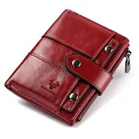100% Genuine Leather Wallet for Women Luxury Design RFID Card Holder with Zipper Coin Pocket Bifold Multi-functional Money Purse 1