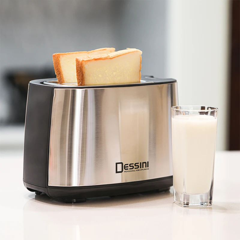 Dessini 전기 2 슬라이스 긴 슬롯 토스터기 전기 프라이어, DS-3722 스테인리스 스틸 딥 프라이어, 주방 브레이어, 미니 아침 식사 메이커 