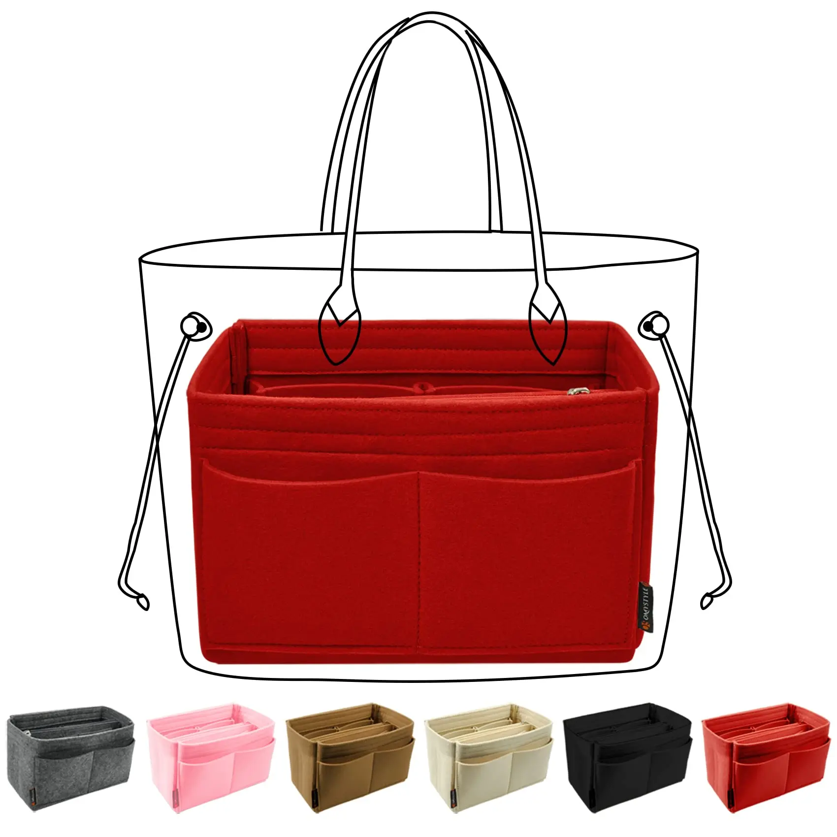 

Felt Handbag Insert Organizer Make Up Cosmetic Bag Portable Travel Inner Purse Multifunction Storage Pouches Case handbag liner