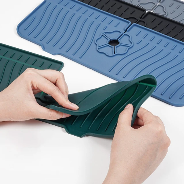 Szilikon Mosogató Csaptelep Fröccsöntő Szőnyeg Vízfogó Fogantyú Csepegtető Tálca Leeresztő Szárítópad A Konyhai Fürdőszoba Mosogatóhoz - Image 5