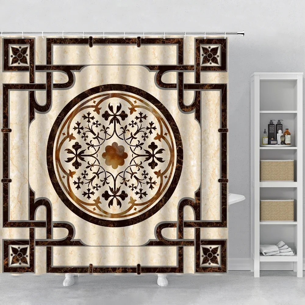 

Богемные шторы для душа в этническом стиле с геометрическим рисунком и цветочным рисунком, водонепроницаемые шторы для ванной, домашний декор для ванной комнаты
