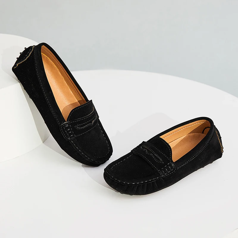 Lennuoma Kids Penny Loafers Flats Shoes Suede Leather Spring Autumn Party Solid Slip On Children Toddle Little Boy Moccasins kids shoes leather shoes