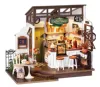 Robotime Rolife No.17 Café Miniature House Kit for Kids Adults DIY Dollhouse 3D Wooden Assembly Building Toys Home Decoration 1