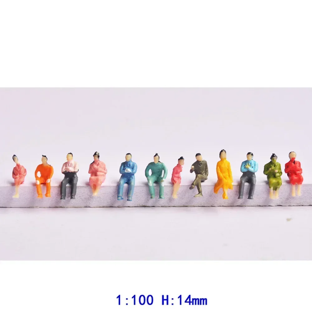 100Pcs ABS People Figures Toys Seated Painted Model 1:100 Scale Miniature People Model Collection Railway Sitting Passengers action figures toys mini figure toys