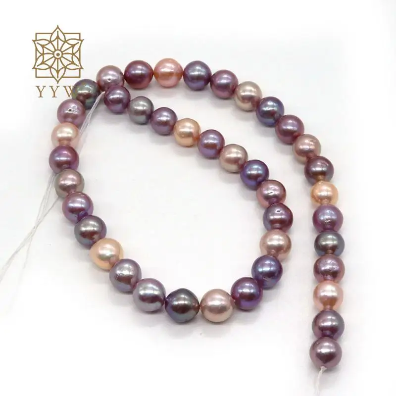 

Multi-Colored 9-10mm Cultured Round Freshwater Pearl Beads Sold Per Approx 14.96inch Strand For Jewelry Making Necklace Bracelet