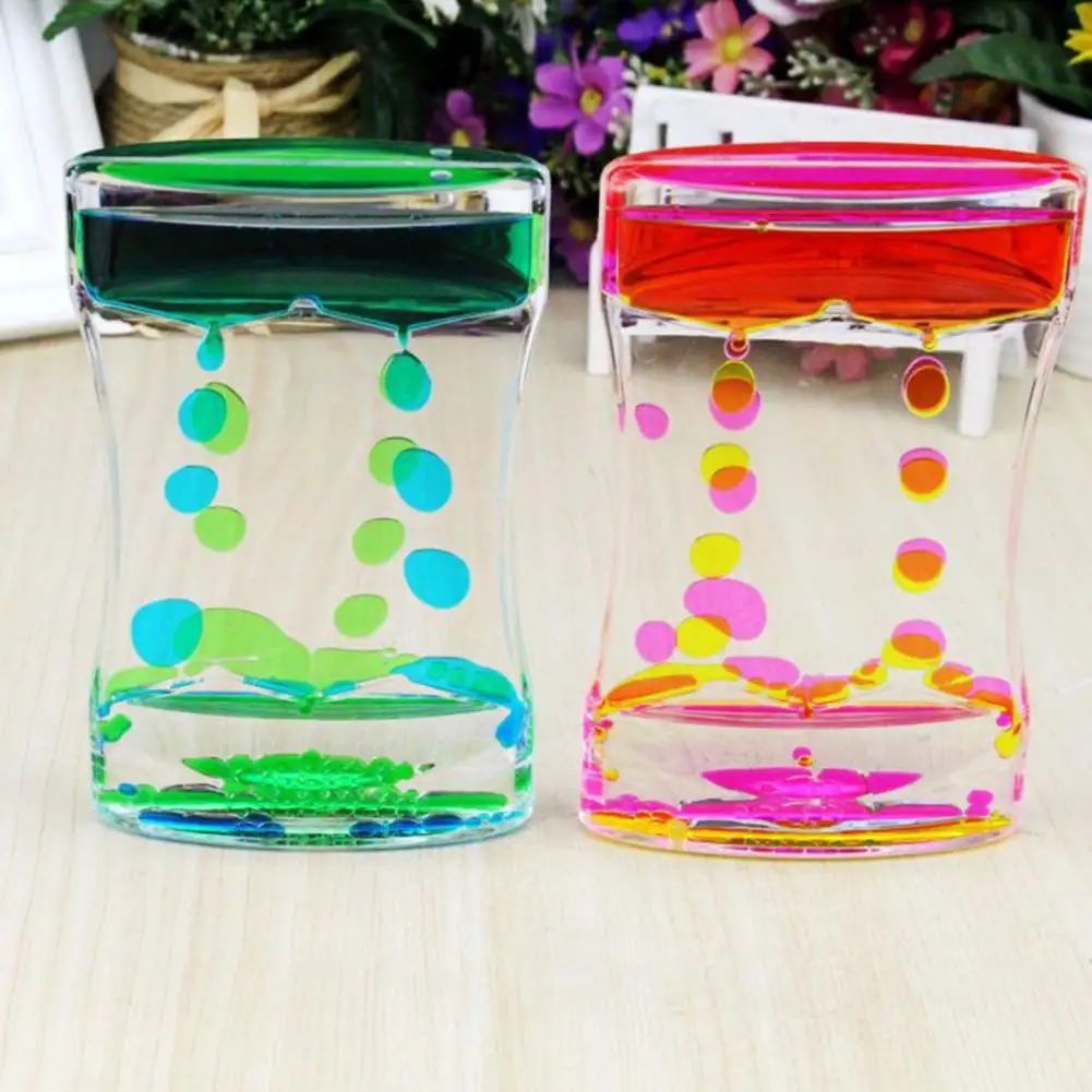 

Timer Funny Stress Relief Bright Color Liquid Motion Bubbler Toy Moving Drip Oil Hourglass Timer For Bedroom