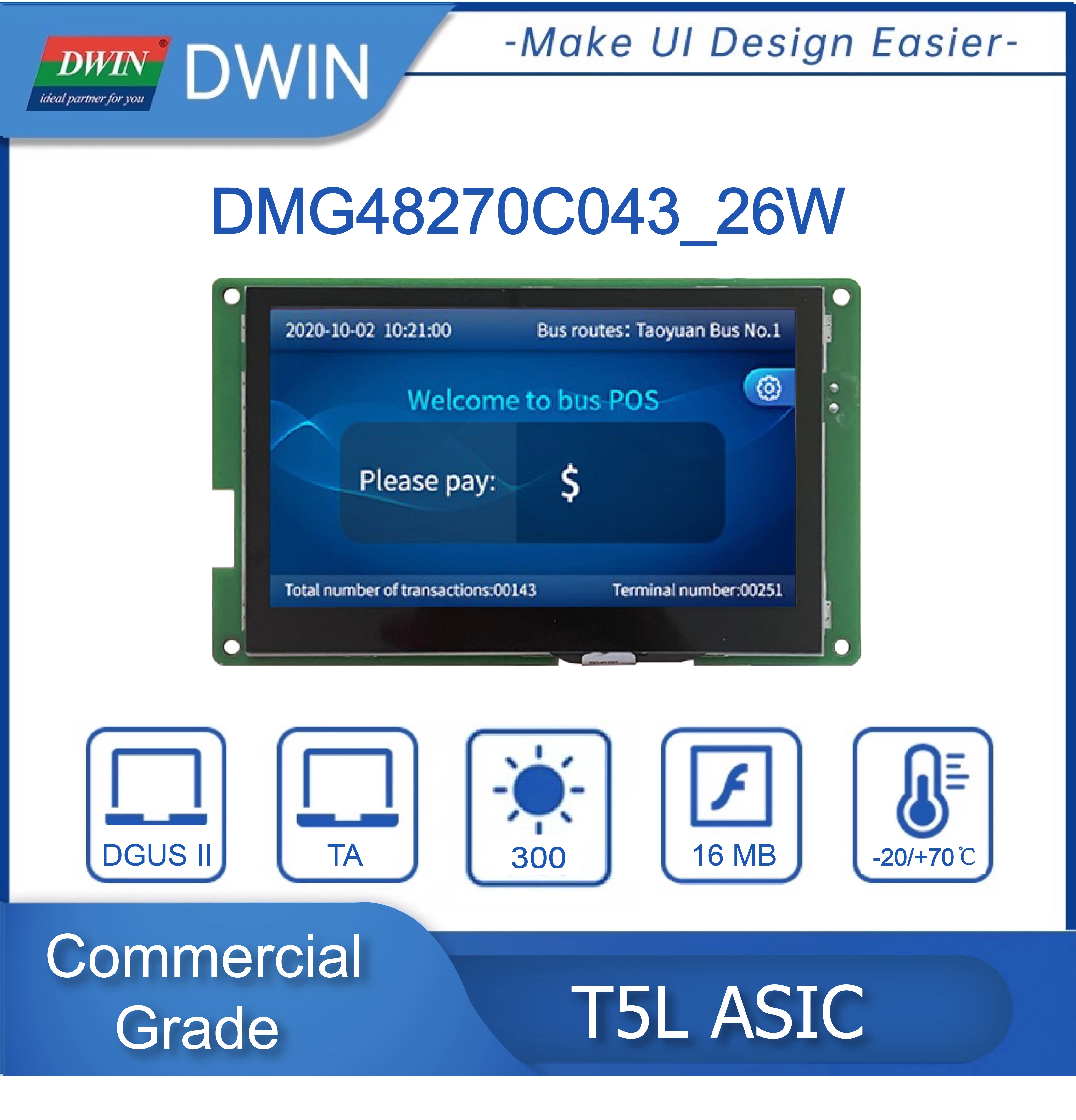 

Dwin 4.3/7.0/10.1 inch FSK CAMERA HMI Smart panel for Arduino/ESP32/STM32, IPS screen, Commercial /Industrial grade