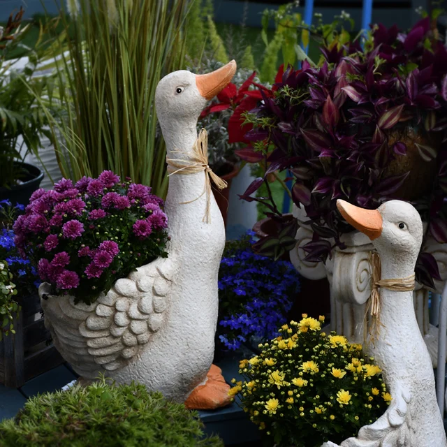 Kert Erkély Kültéri Rajzfilm Állati Virágpot Kacsa Dísz Kerti Tartozékok Edények Növények Padló Dekoráció Szobrászat - Image 2