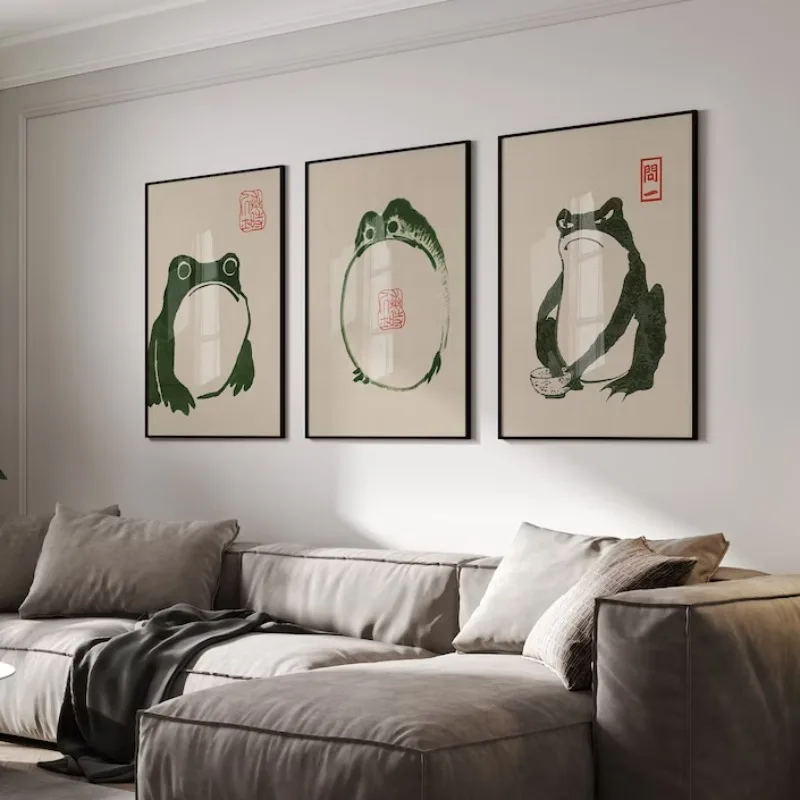 Japan Hajime Matsumoto Green Frog Wall Art Retro Trendy Ukiyo-e