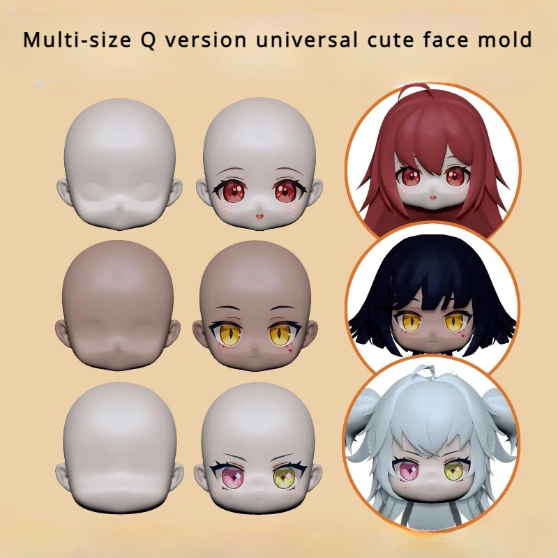 Multi-Size Q Version Polymer Clay Doll Face Stampo In Silicone Fai Da Te Ultra Light Clay Animation Personaggio Dei Cartoni Animati Face Making Mold