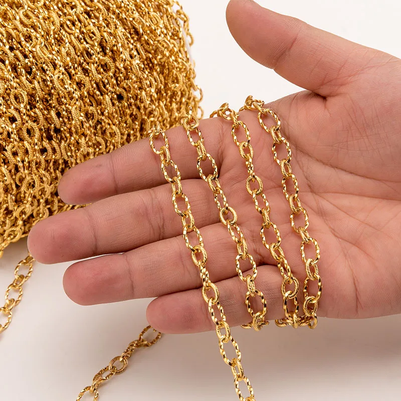 

Stainless Steel Chain Meter Gold/Silver Color Metal O Rolo Link Chain By Meter For Necklace Bracelet Accessories Wholesale 5m