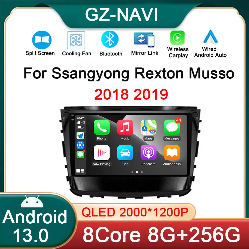

Сенсорный экран Android 13 Для Ssangyong Rexton Musso 2018 2019, автомобильное радио, мультимедийный видеоплеер, навигация GPS, Bluetooth, Wi-Fi, DSP