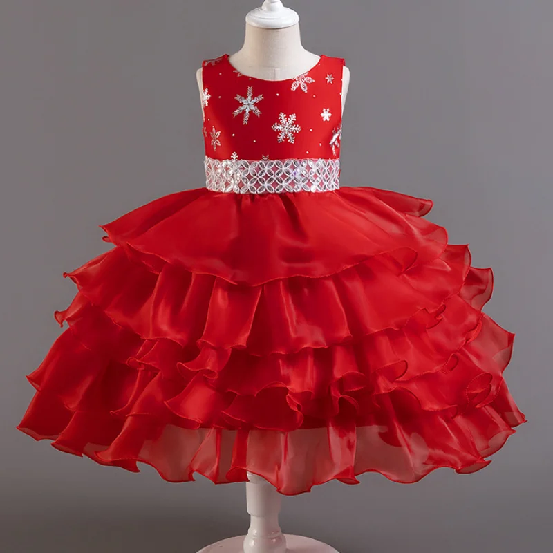 Ball Gown Scoop Sleeveless Embroidery Christmas Dresses for Girls