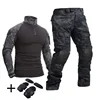 Men's Tactical Suit +Pads Combat Shirt Cargo Pants Military Uniform T-Shirts Sniper Combat Shirt Army Camo Outdoor Men Suits 1