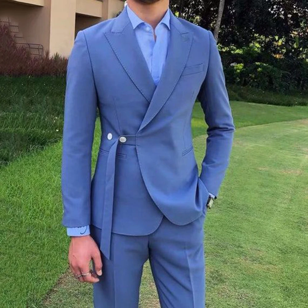 2024 Tailor Made Male Slim Fit Peak Lapel Double Breasted Elegant Fashion 2 Pieces Best Men Groom Wear Suits Costume Homme