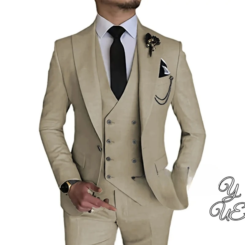 

Fashionable New Men's Suit, Casual Business Solid Color Wedding Dress Jacket, Pants, Vest, 3-piece Suit Jacket, Pants