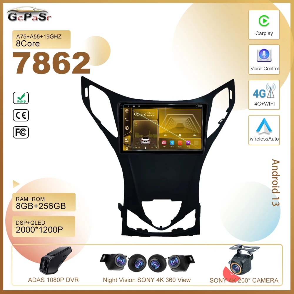 

Android 13 для Hyundai Azera 2011 - 2013 автомобильный Dvd-радио стерео Мультимедийный плеер GPS-навигация беспроводной Carplay HDR QLED BT 2din