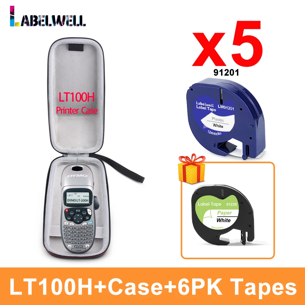 

Dymo LT-100H принтер для этикеток с 5PK Dymo LetraTag 91201 лента для этикеток 91200 LT100H принтер для Dymo LT100H этикеток