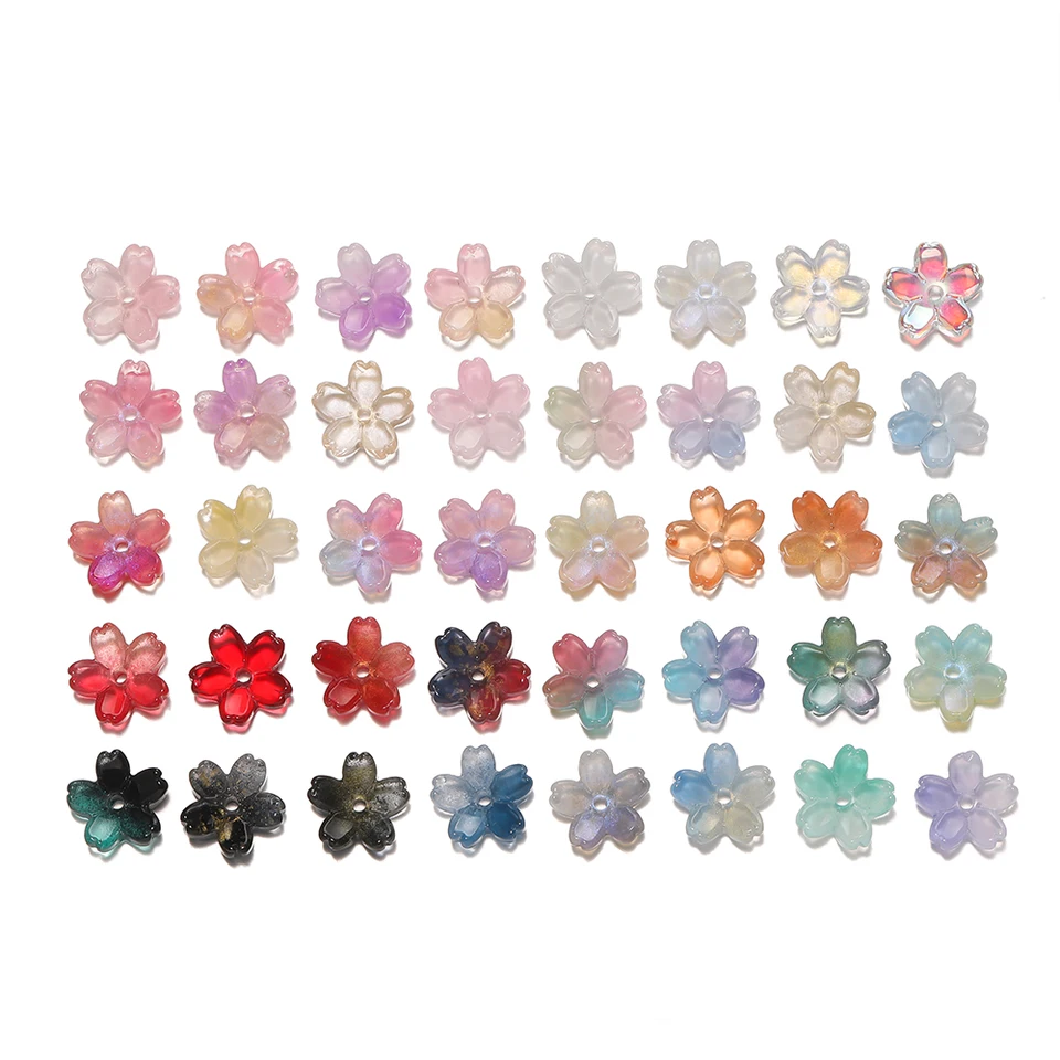 100 Perline Colorate A Forma Di Fiore Di Ciliegio, 5 Petali, In