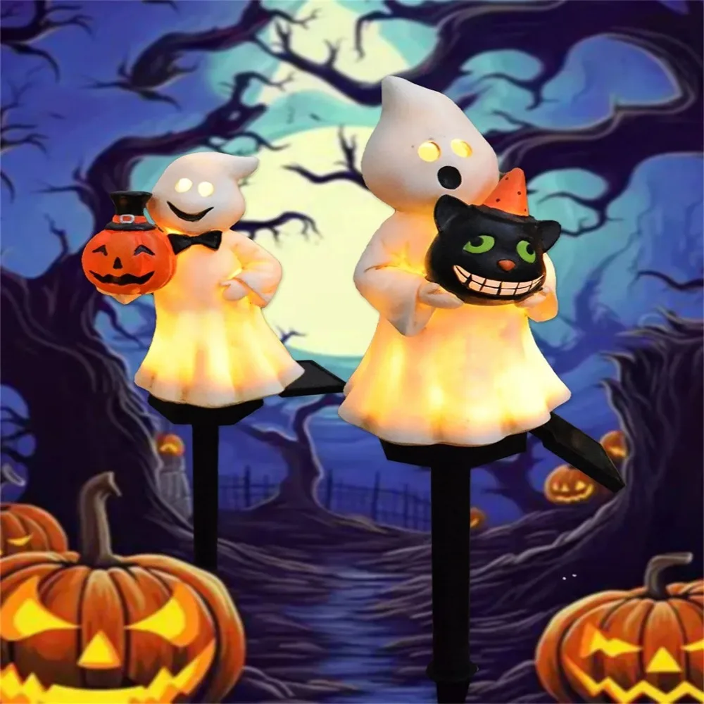 Solar Powered Fest Ghost Lamp Outdoor Lights Halloween Ghost Solar Energy Charge Lamp Waterproof Witch String Light