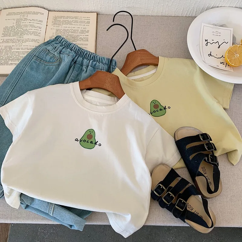 Cotton Summer Kids T Shirt Avocado Graphic Tee