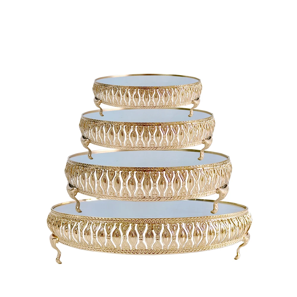 

1-4Pcs/lot Gold Metal Cake Stand Round Wedding Cupcake Holder for Table, Dessert Display Plate for Anniversary Baby Shower